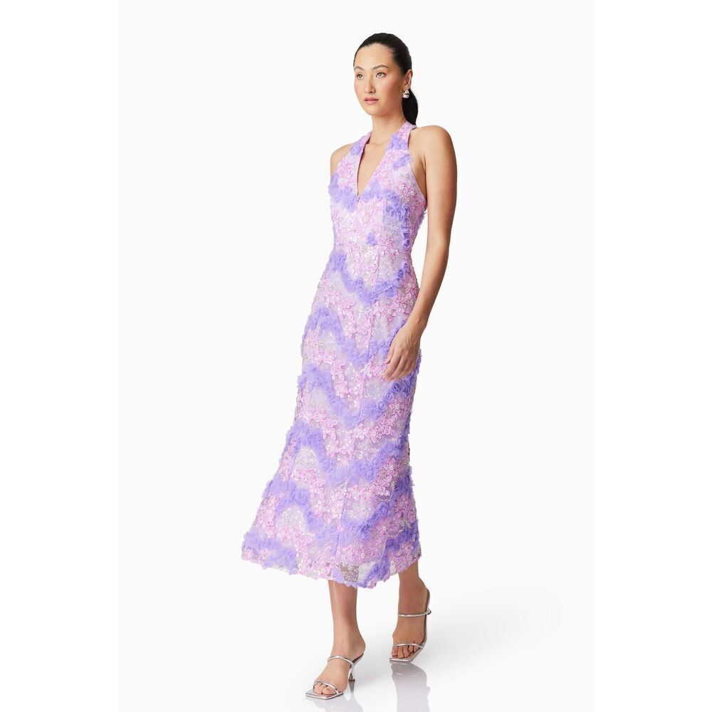 Elliatt Vonni Halter Midi Dress in Purple weddings Guest Party Dinner size S NWT - Picture 3 of 6